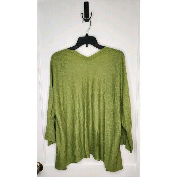 EILEEN FISHER Cactus Green Linen Cotton Slub Kimono Cardigan Size Small - Picture 2 of 4